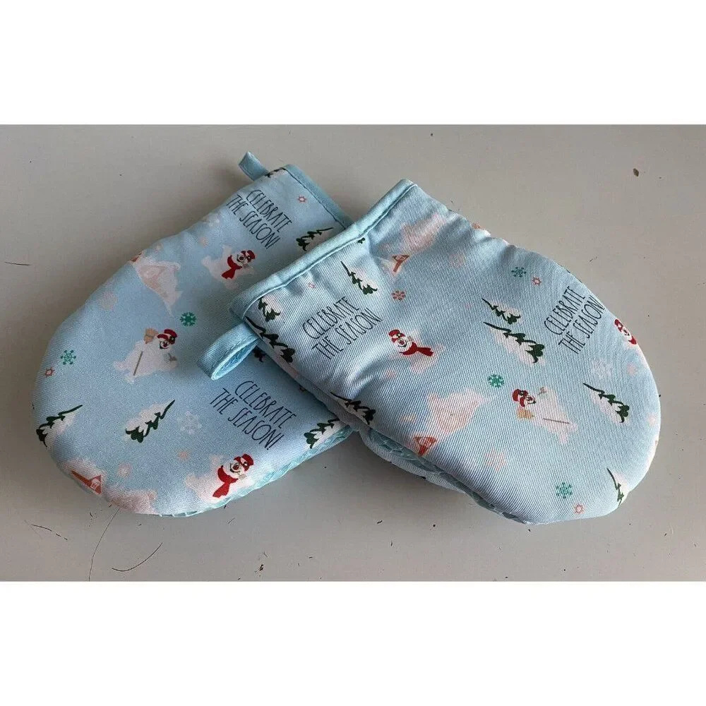 2 Pack Rae Dunn‎ Oven Mitts Frosty The Snowman Celebrate The Season Holiday NEW